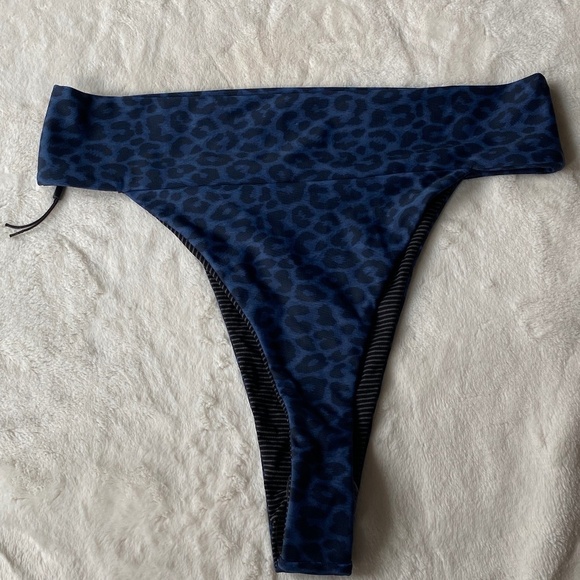 New! Acacia Mateo bikini bottom leopard animal print blue Amur 19790 - Picture 8 of 13
